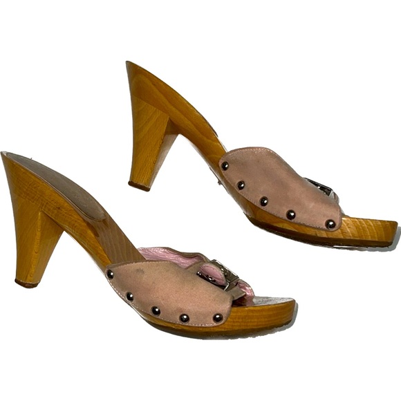 Vintage Chanel Wooden Platform Mule Clog Sandals, size 38 - Picture 7 of 8